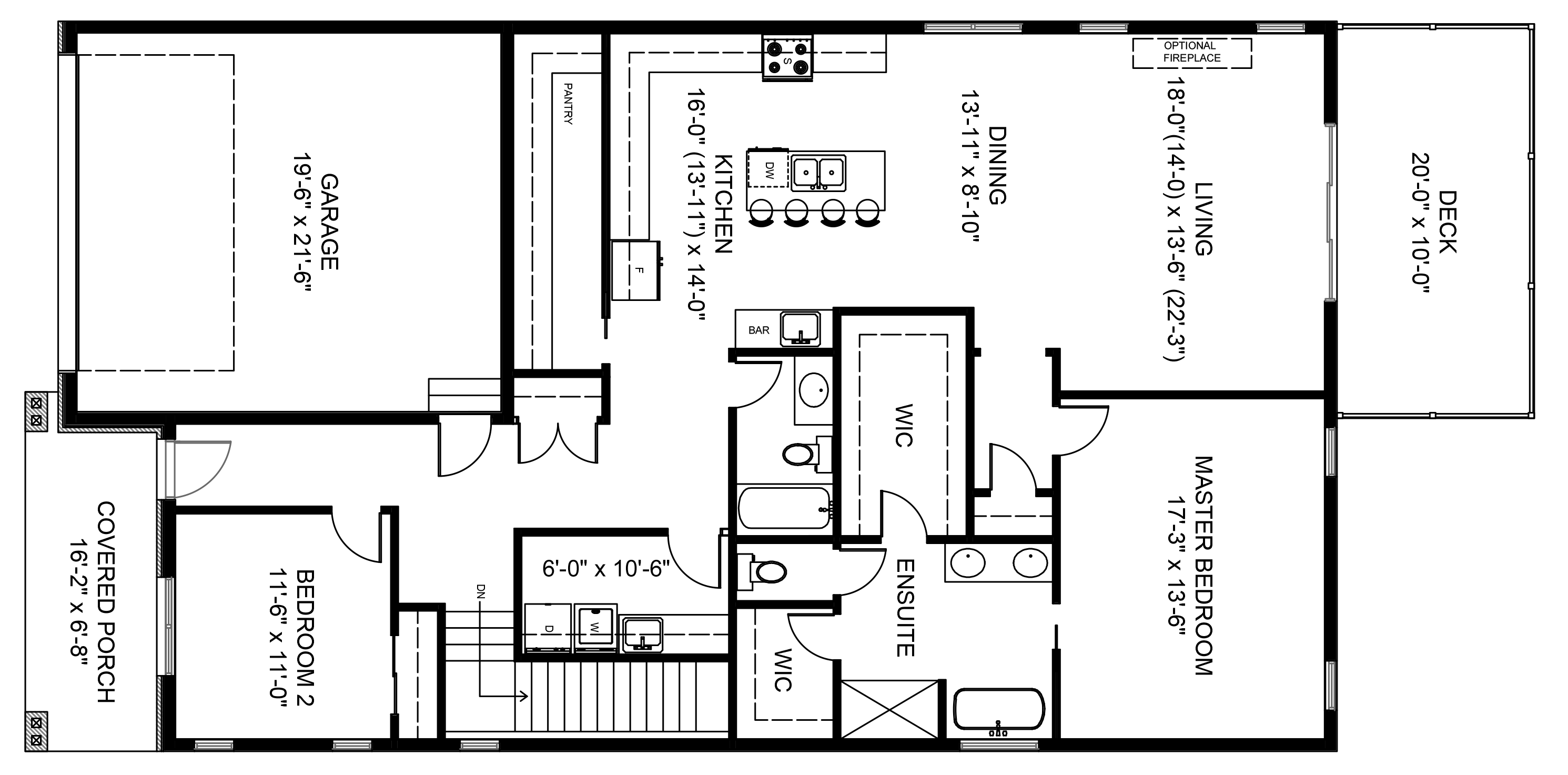 Lot 12 Main Level Architectural Blueprint Floor Plan